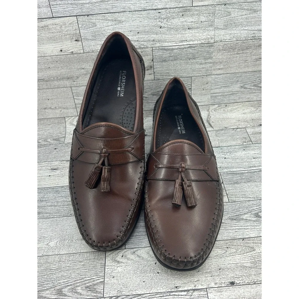 Florsheim Men 11661‎ 200 Brown Leather Tassel Loafer Shoes Size 9 EEE Extra Wide